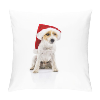 Personality  Russell Terrier Dog In Santa Hat Pillow Covers