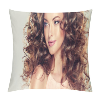 Personality  Beautiful Girl With Long Curly Hair  Pillow Covers