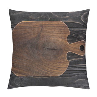 Personality  Top View Of Wooden Cutting Board On Black Table  Pillow Covers