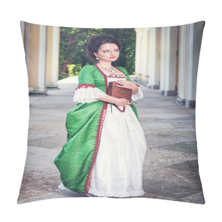 Personality  Beautiful Woman In Medieval Dress With Book Pillow Covers