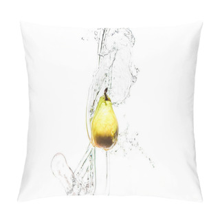 Personality  Fresh Ripe Pear In Water Splashes Isolated On White Pillow Covers