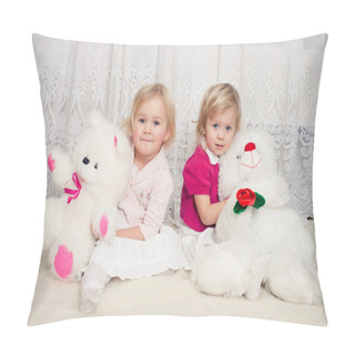 Personality  Two Girls With Teddy Bears Pillow Covers