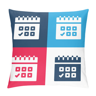 Personality  Appointment Blue And Red Four Color Minimal Icon Set Pillow Covers