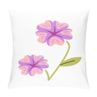 Personality  Vector Illustration Of Two Purple Flowers With A Green Stem, Simple And Modern. Pillow Covers