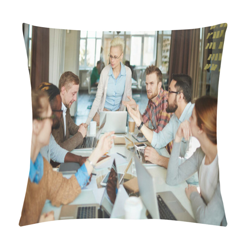 Personality  Creative People Discussing Principles Of Work  Pillow Covers