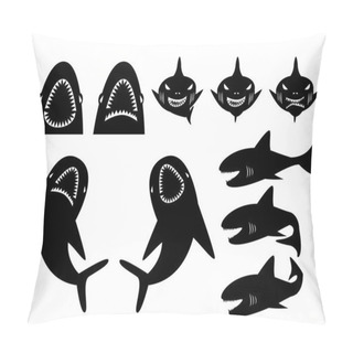 Personality  Collection Of Sharks Silhouette In Cartoon Style Pillow Covers
