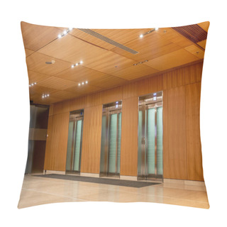 Personality  Modern Hotel Interior With Sophisticated Lobby Design, Elevators, Convenience, Classy And Luxurious Ambience, Spacious And Comfort, Elegance And Chic, Nobody Shot  Pillow Covers