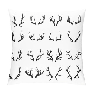Personality  Vector Deer Antlers Black Icons Set Pillow Covers