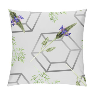 Personality  Blue Violet Lavender Flower. Wild Spring Leaf Wildflower Isolated. Watercolor Illustration Set. Watercolour Drawing Fashion Aquarelle. Seamless Background Pattern. Fabric Wallpaper Print Texture. Pillow Covers