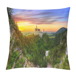 Personality  Neuschwanstein Castle In The Bavarian Alps At Sunset Pillow Covers