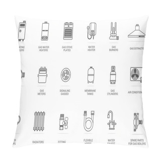 Personality  Vector Linear Icon Gas Equipment Pillow Covers