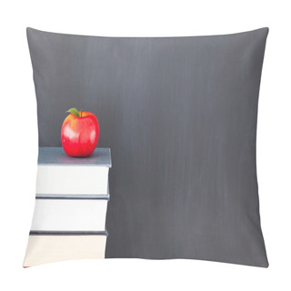 Personality  Stack Of Books With A Red Apple And A Clean Blackboard Pillow Covers