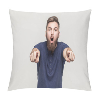 Personality  Bearded Man Pointing Fingers  Pillow Covers
