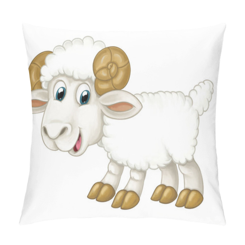 Personality  Happy Sheep Is Standing, Looking And Smiling Pillow Covers