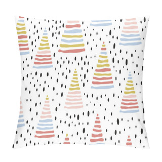 Personality  Childish Seamless Pattern With Colorful Pine Trees Pillow Covers