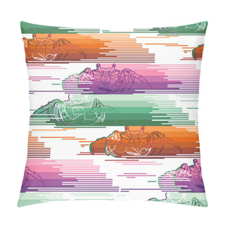 Personality  Graphic Vector Crabs Drawn In Line Art Style With Abstract Effects Pillow Covers