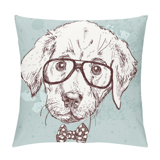 Personality  Hipster Puppy With Glasses Pillow Covers