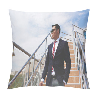Personality  Young Successful Entrepreneur Smoking A Cigarette Pillow Covers