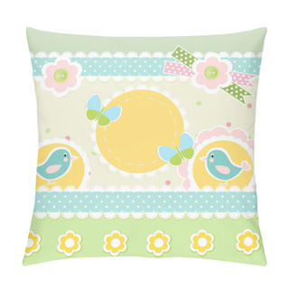 Personality  Vector Frame With Birds. Pillow Covers