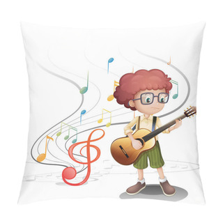 Personality  A Young Musician Playing A Guitar Pillow Covers