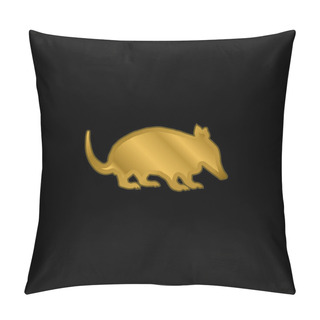 Personality  Ant Eater Shape Gold Plated Metalic Icon Or Logo Vector Pillow Covers