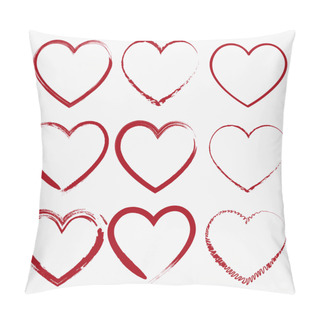 Personality  Set Of Nine Hand Drawn Heart. Handdrawn Rough Marker Hearts Isolated On White Background. Vector Illustration For Your Graphic Design Pillow Covers