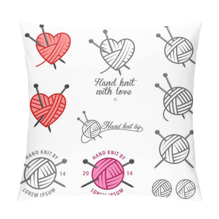Personality  Set Of Hand Knit Labels, Badges And Design Elements Pillow Covers