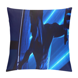Personality  Scientific Phenomenon, Humanoid Alien Near Experimental Device In Discovery Center, Banner Pillow Covers