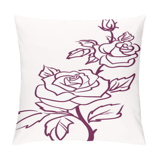 Personality  Three Stylized Pale Roses Isolated On Light Background, Vector Pillow Covers