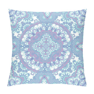 Personality  Seamless Tiled Pattern Royal Luxury Classical Damask Vector Design. Pastel Blue Lilac Background. Vector Stock Illustration. Pillow Covers
