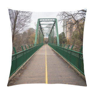 Personality  Empty Bridge For Pedestrains And Cyclists In Autumn. London, ON, Canada. Pillow Covers