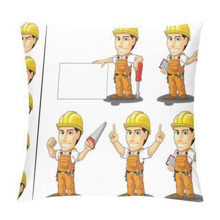 Personality  Industrial Construction Worker Mascot 3 Pillow Covers