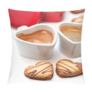 Personality  Heart Shaped Cream Cookies On Red Heart Metal Box And Coffee Pillow Covers