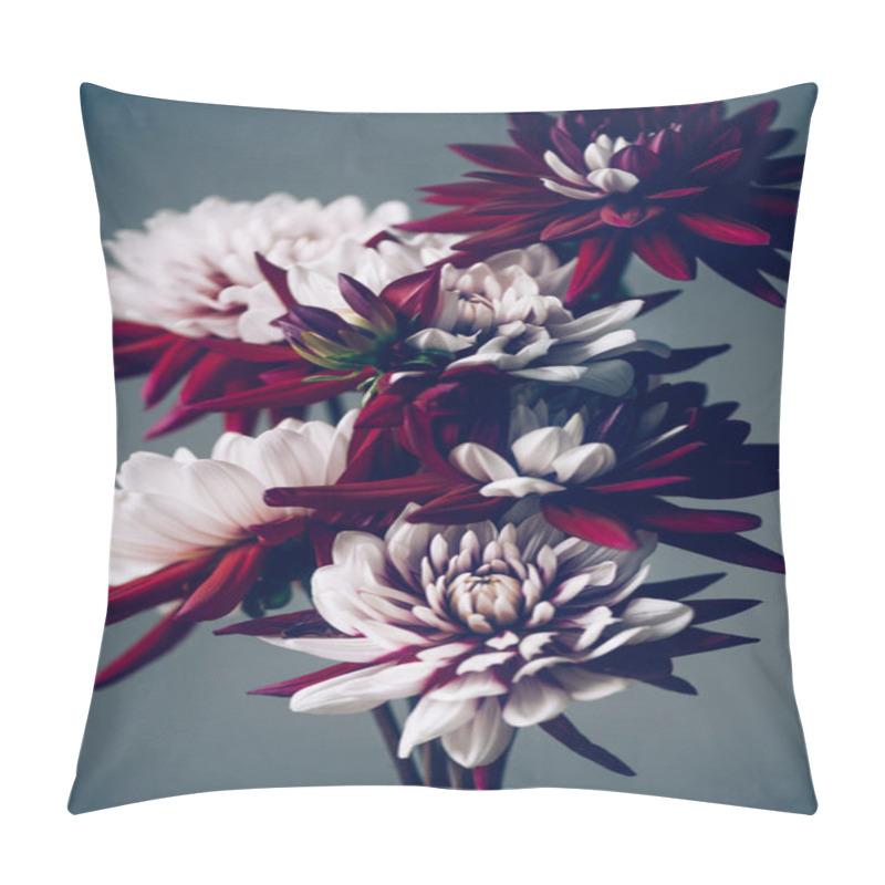 Personality  Bunch of red and white dahlias pillow covers