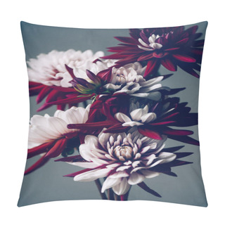 Personality  Bunch Of Red And White Dahlias Pillow Covers