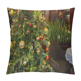Personality  New Year's Interior. Christmas Tree. Christmas.toys Under The Christmas Tree. Decorations. Luxury. Pillow Covers