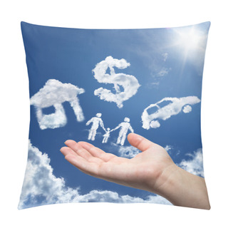 Personality  Dreams In The Sky: Car,home,money And Family Pillow Covers