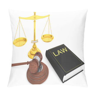 Personality  Justice Gold Scale, Law Book And Wooden Gavel Pillow Covers