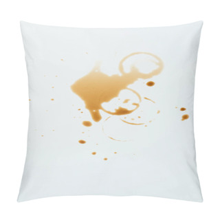 Personality  Top View Of Messy White Surface With Coffee Blots Pillow Covers