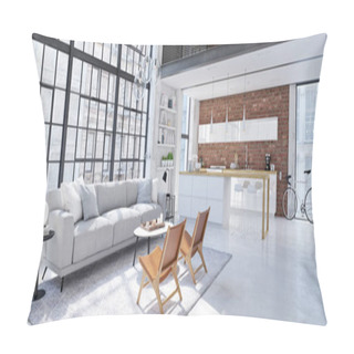 Personality  New Modern City Loft Apartment. 3d Rendering Pillow Covers