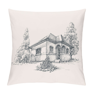 Personality  Rustic House Exterior Sketch Pillow Covers