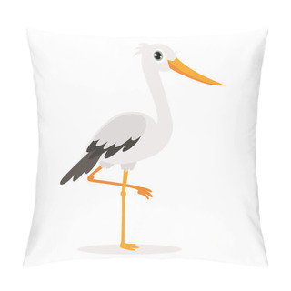 Personality  Cartoon Drawing Of A Stork Pillow Covers