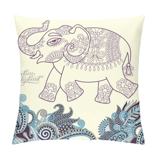 Personality  Original Stylized Ethnic Indian Elephant Pattern Drawing And Han Pillow Covers