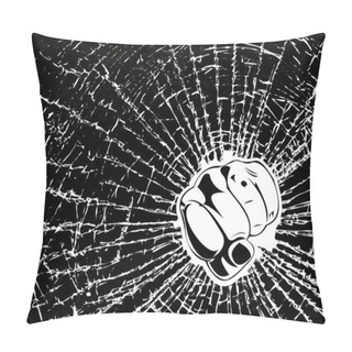 Personality  Broken Glass Fist. One Color Illustration. Pillow Covers