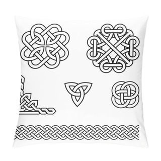 Personality  Celtic Vector Pattern Set - Braids And Knots With Stroke, Irish Traditional Design Elements Collection. St Patrick's Day Repetitive Ornaments - Old Folk Art Ornaments In Black And White Inpired By An Old Art From Ireland Pillow Covers
