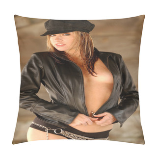 Personality  Playboy Model Julie Brock - Beach Shoot - Daytona Beach Pillow Covers