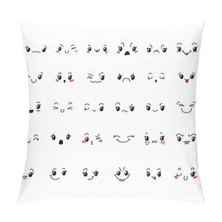 Personality  Set Of Cute Lovely Kawaii Emoticon. Pillow Covers