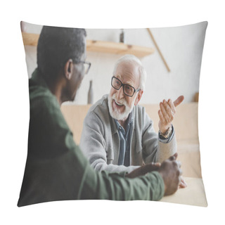 Personality  Senior Friends Having Discussion Pillow Covers