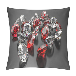 Personality  Diamonds And Rubies  On A Black Background.. 3d Illustration. Pillow Covers