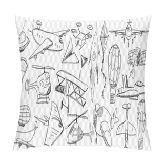 Personality  Various Air Vehicles During Flight Doodle Set Pillow Covers